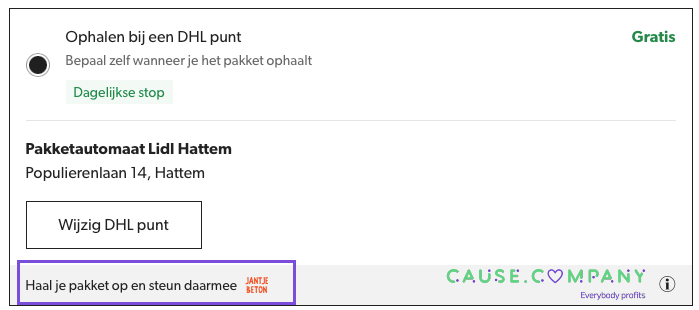 De checkout van Wehkamp met vermelding van Jantje Beton